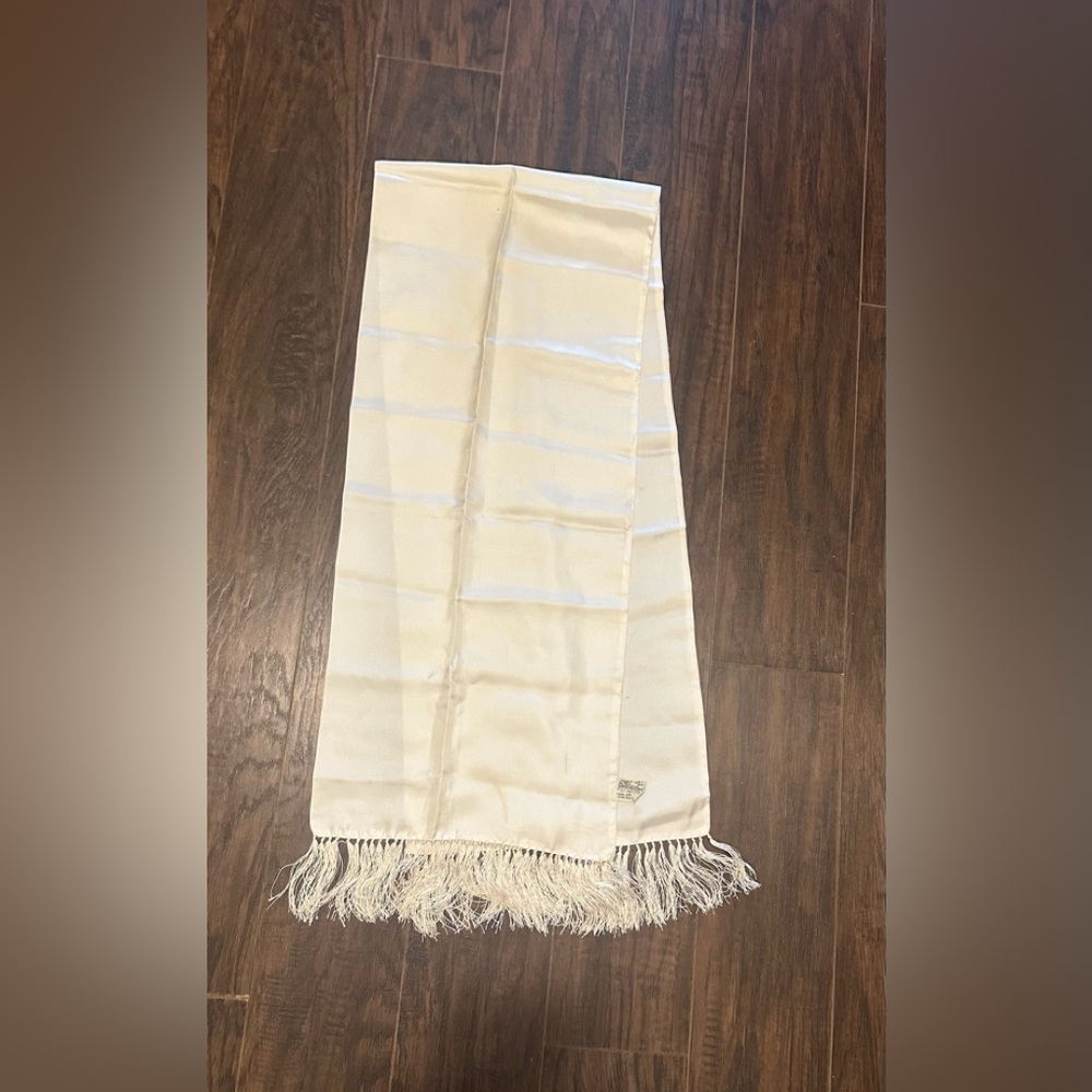 Elegant Cream Scarf with Fringe